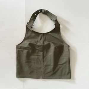 H&M Green Buckled Belted Halter Top